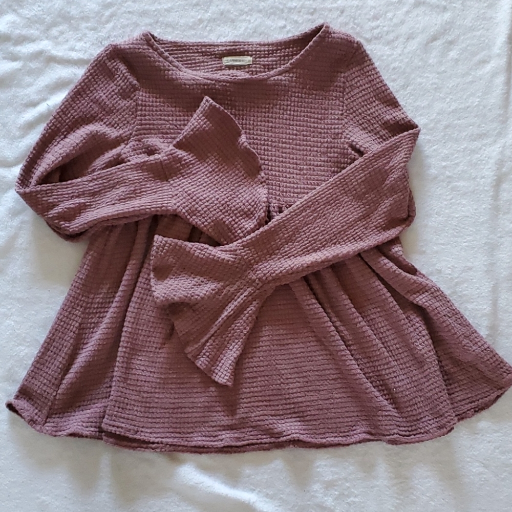 Waffle knit long sleeve shirt